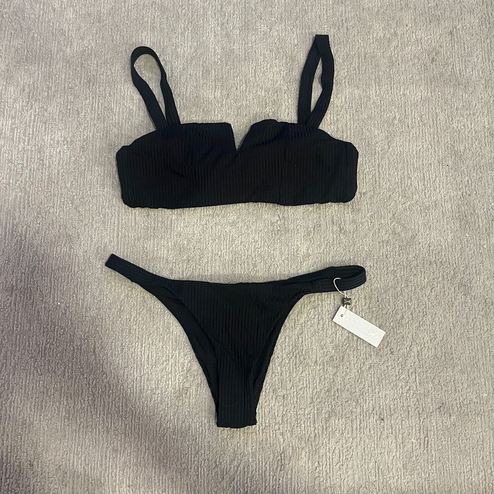 Vitamin A Black Ribbed Bikini
